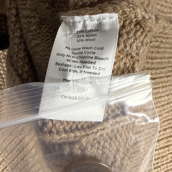 Haven Well Within Button Up V Neck Wool Blend Cable Knit Sweater US Women's L/XL - Picture 6 of 6